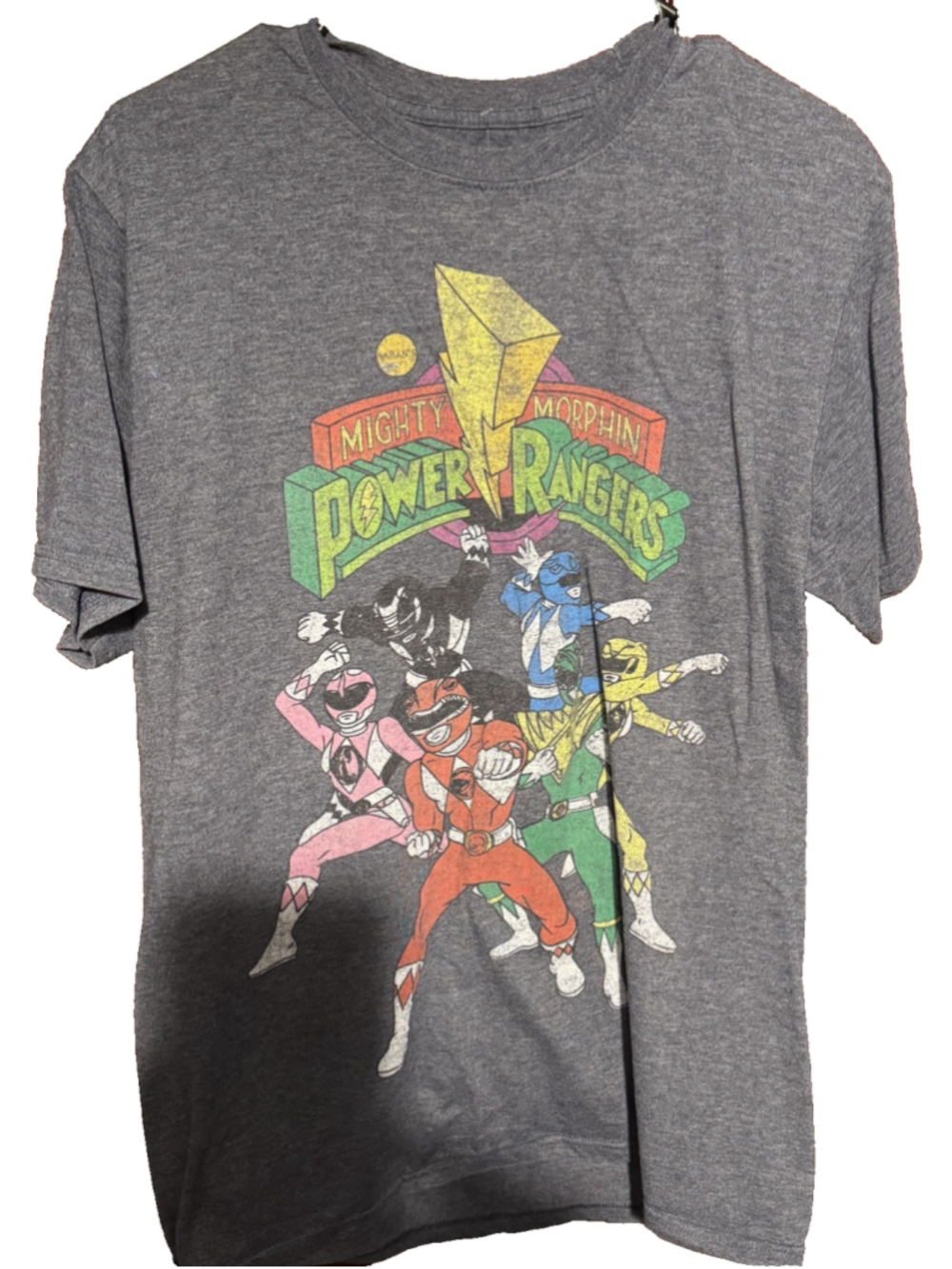 Mighty Morphin Power Rangers T-Shirt Men Sz XL (?) Gray/Blue